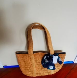 Straw Draper James Bag w/ floral scarf
